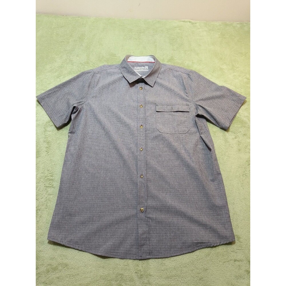 Avalanche Outdoor Supply Co Mens Large Gray Short Sleeve Button Up Shirt Stretch